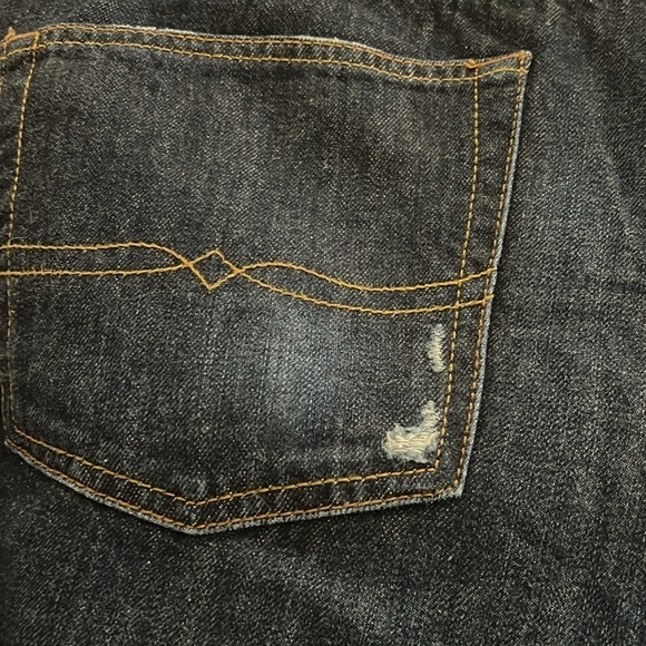 Lucky Brand Premium Denim 363 Straight Leg Deep Blue Distressed Jeans 38 x 32 - Picture 6 of 11